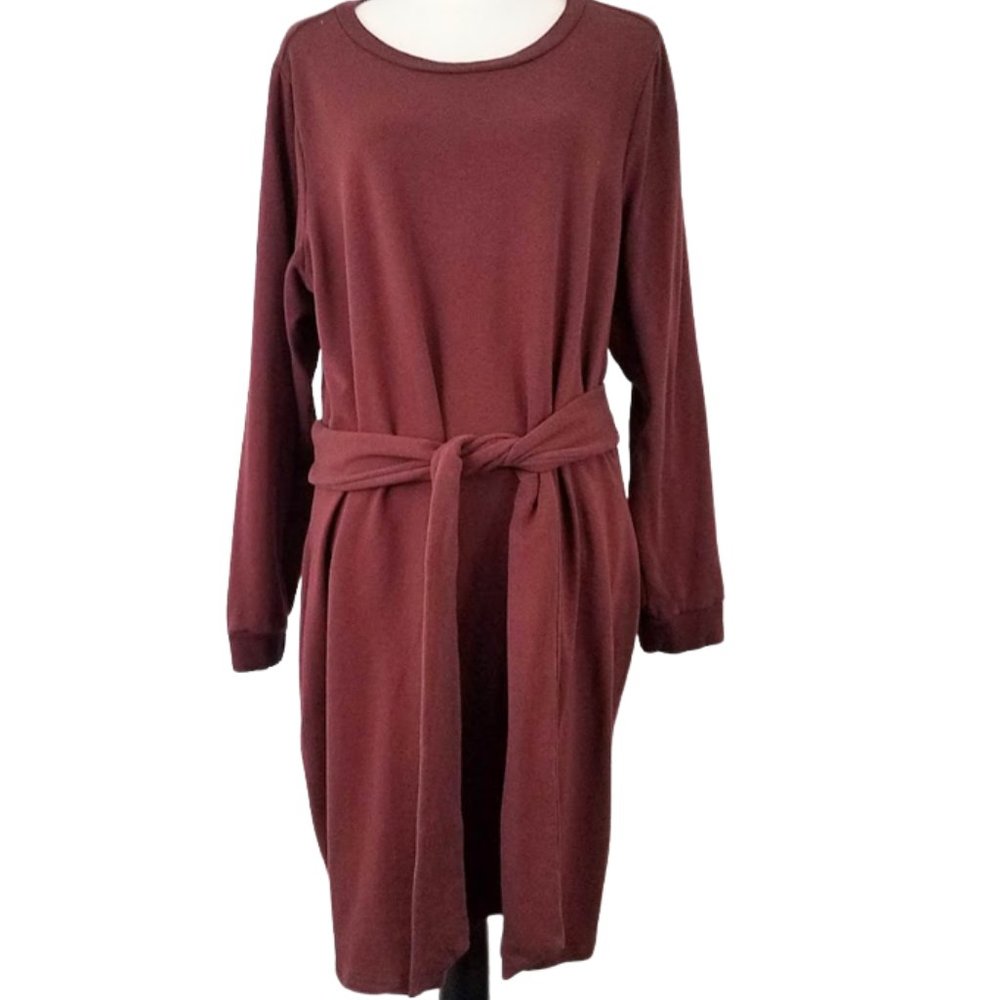 TORRID Long Sleeve Cotton Blend Sweatshirt Dress With Belt Women's 2 X